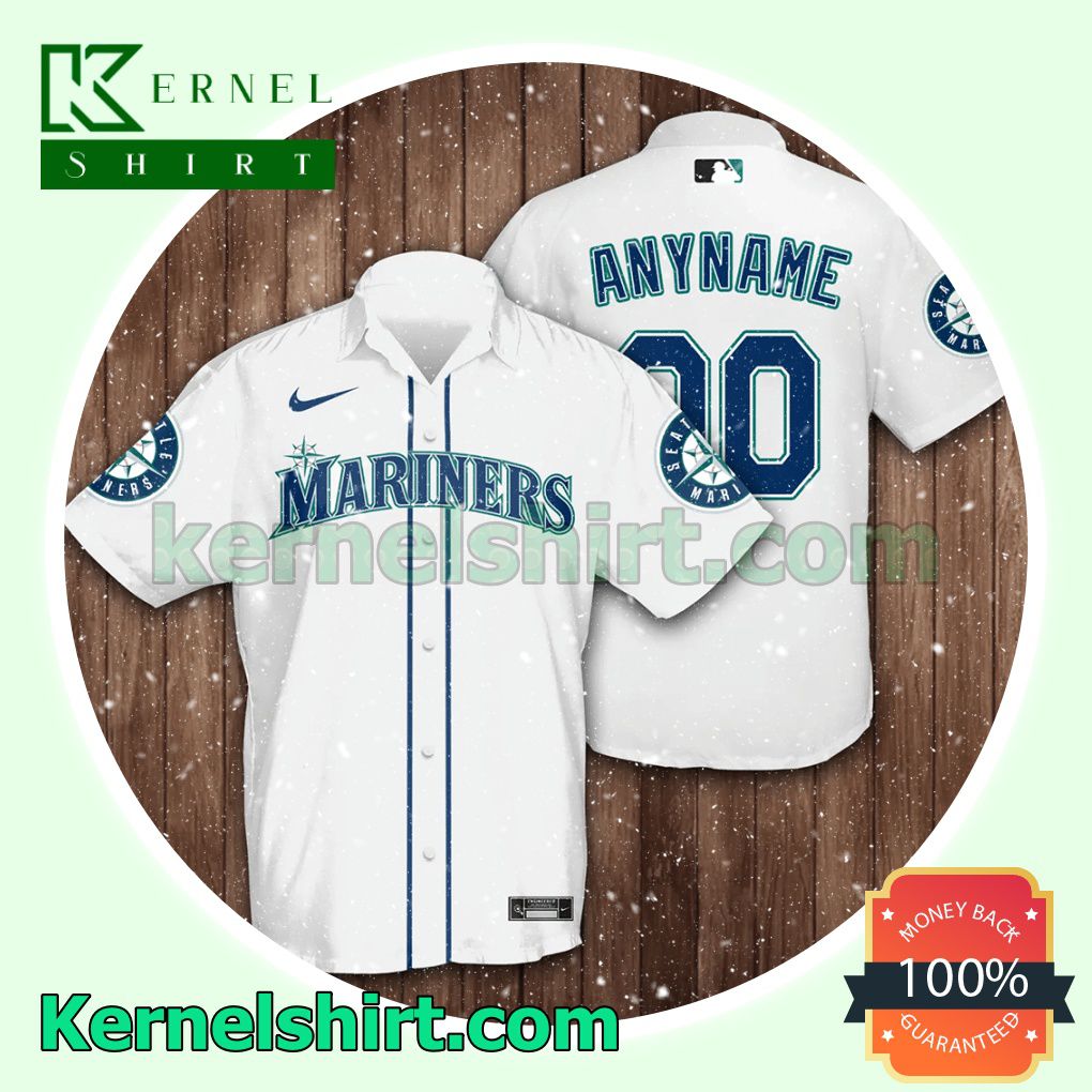 Personalized Name And Number Seattle Mariners Baseball White Aloha Beach Hawaiian Shirt