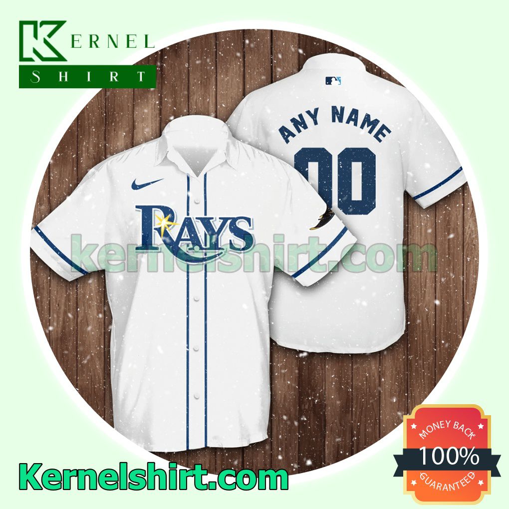 Personalized Name And Number Tampa Bay Rays Baseball White Aloha Beach Hawaiian Shirt