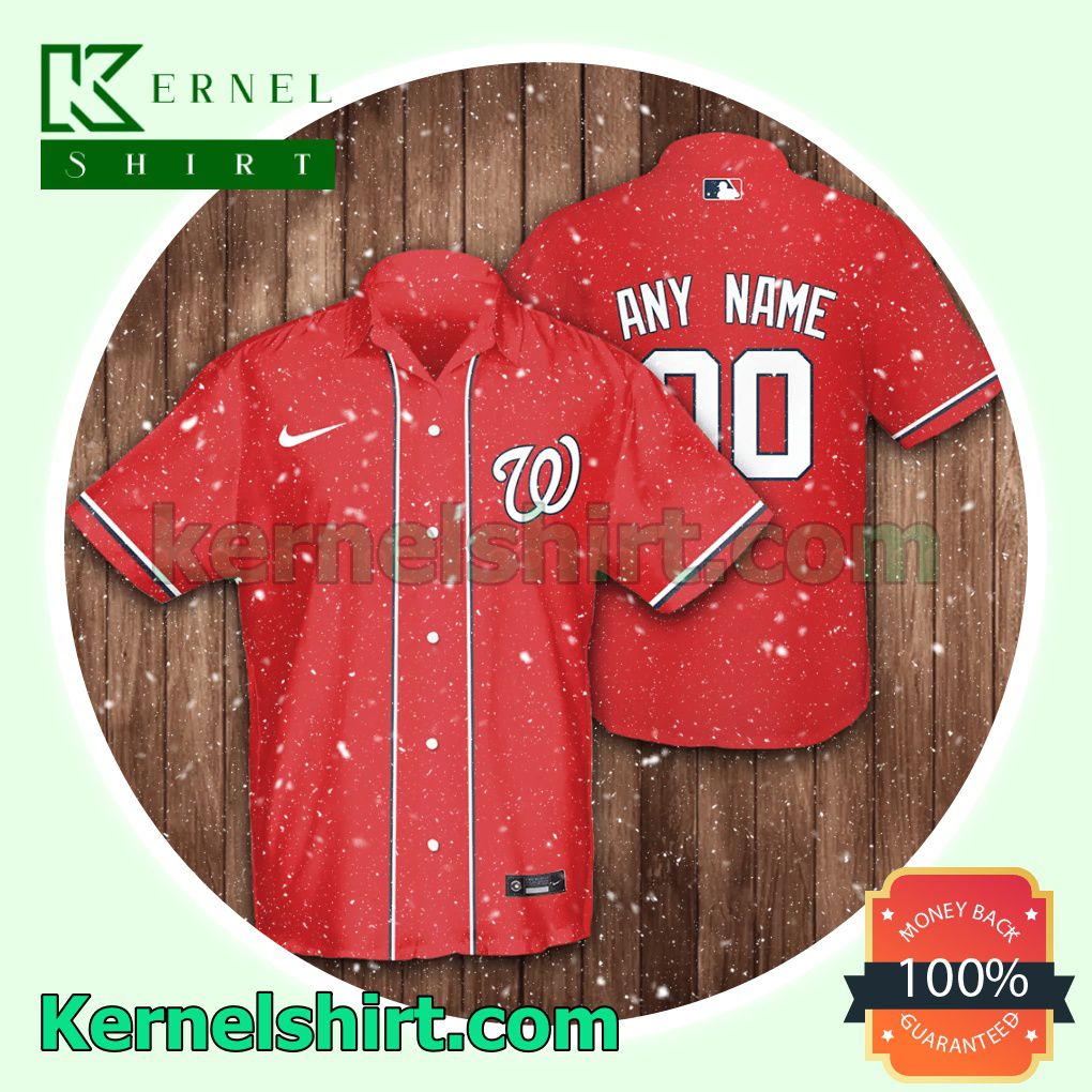 Personalized Name And Number Washington Nationals Baseball Red Aloha Beach Hawaiian Shirt