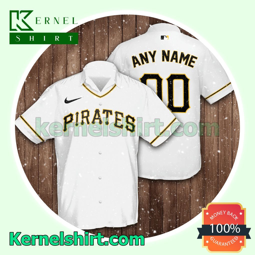 Personalized Name and Number Pittsburgh Pirates White Aloha Beach Hawaiian Shirt