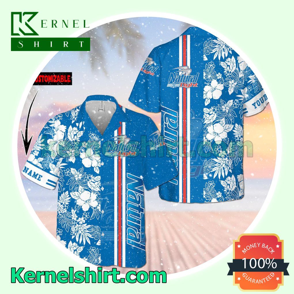 Personalized Narutal Light Flowery Blue Aloha Beach Hawaiian Shirt