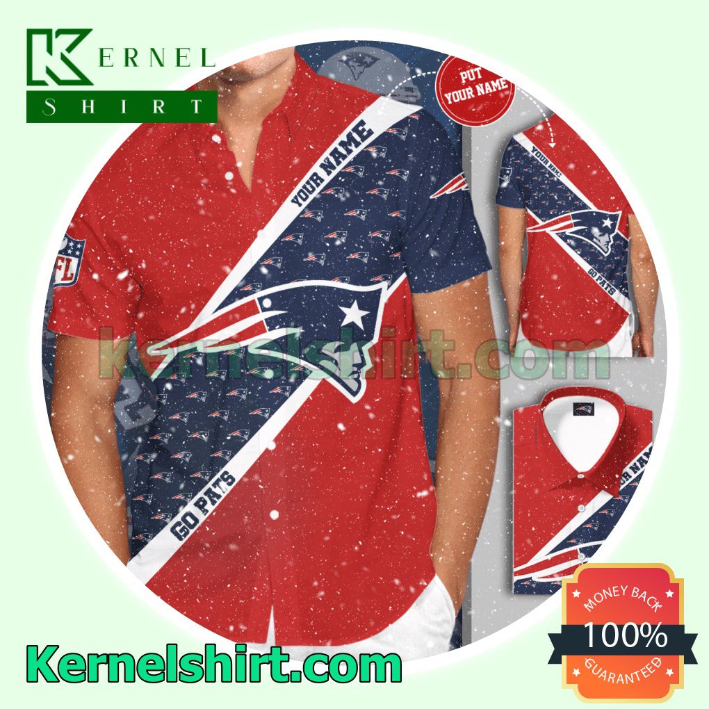 Personalized New England Patriots Big Logo Go Pats Red Navy Aloha Beach Hawaiian Shirt