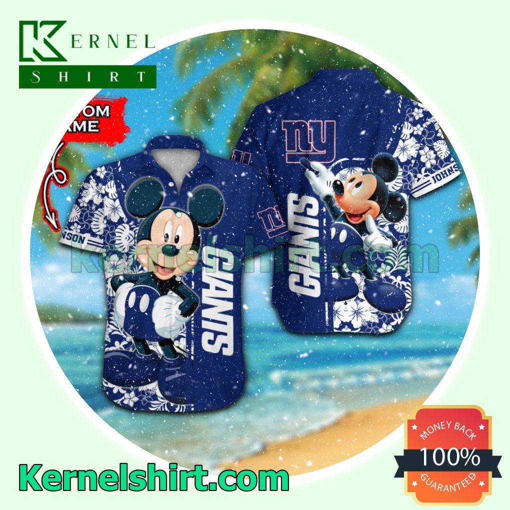 Personalized New York Giants & Mickey Mouse Summer Hawaiian Shirt