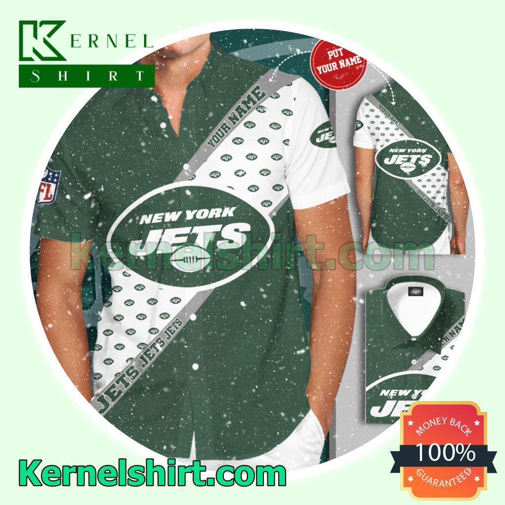 Personalized New York Jets Football Team Green Aloha Beach Hawaiian Shirt