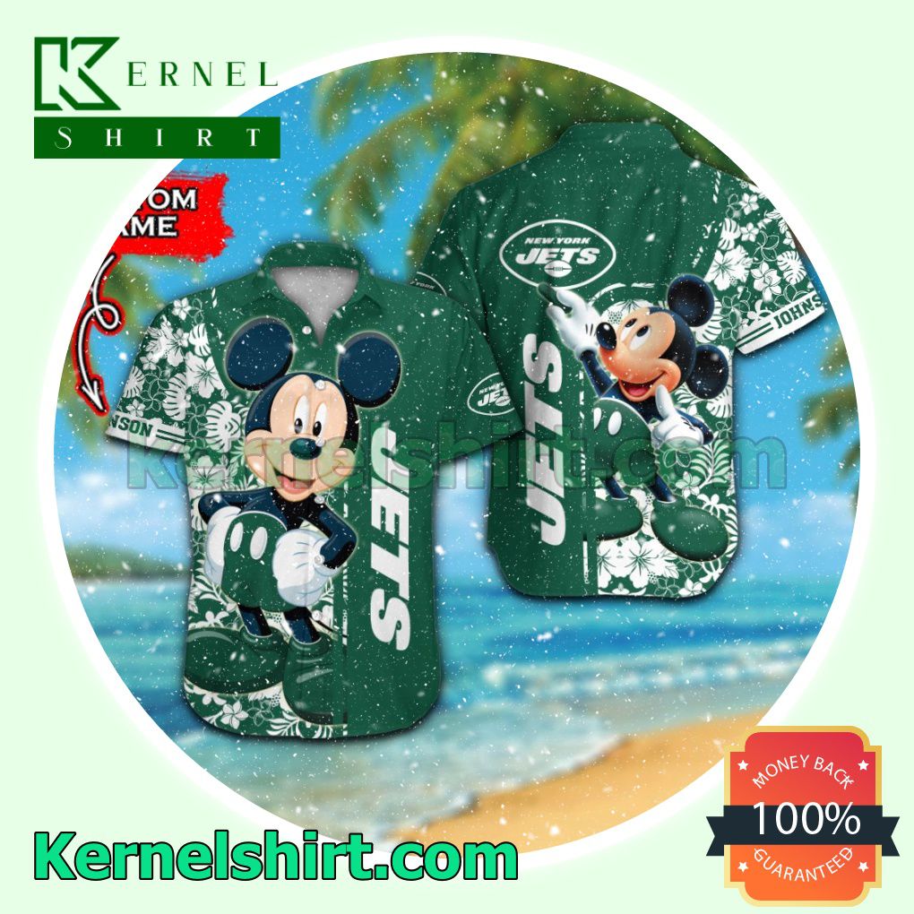 Personalized New York Jets & Mickey Mouse Summer Hawaiian Shirt