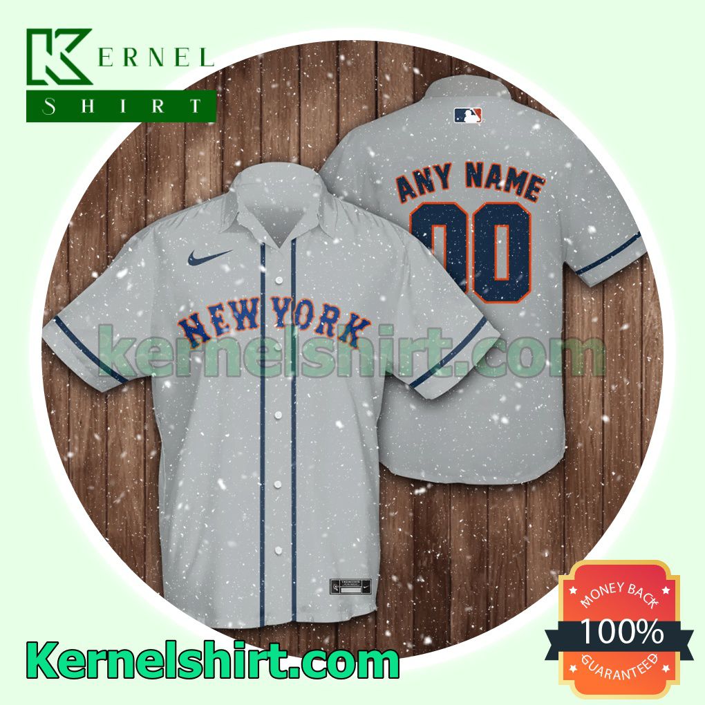 Personalized New York Mets Baseball Grey Aloha Beach Hawaiian Shirt