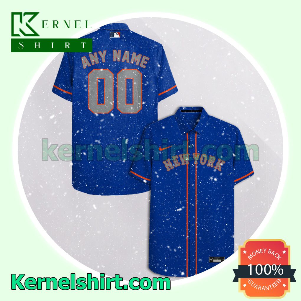 Personalized New York Mets Blue Aloha Beach Hawaiian Shirt