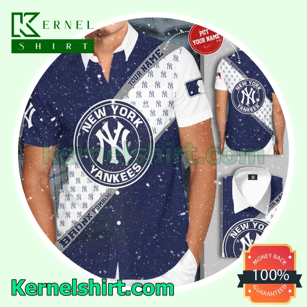 Personalized New York Yankees Baseball Team Blue Aloha Beach Hawaiian Shirt