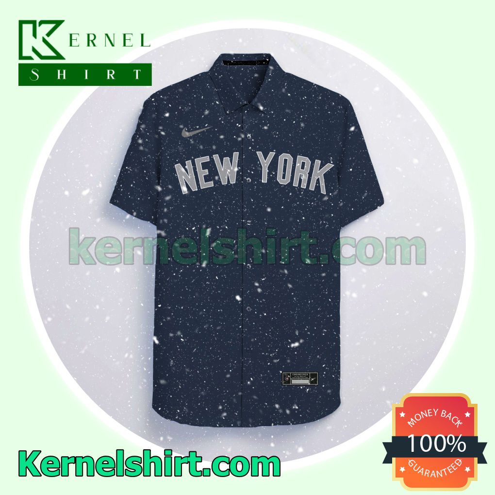Personalized New York Yankees Navy Logo Branded Aloha Beach Hawaiian Shirt