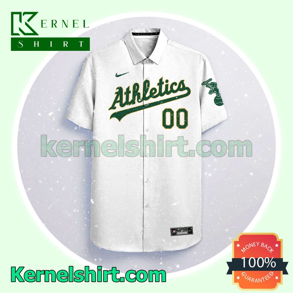 Personalized Oakland Athletics White Logo Branded Aloha Beach Hawaiian Shirt