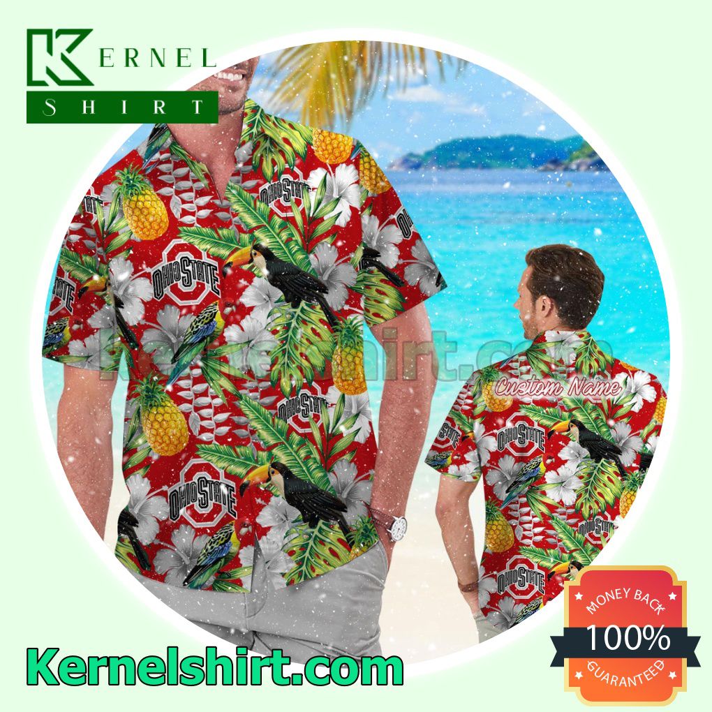 Personalized Ohio State Buckeyes Parrot Floral Tropical Summer Hawaiian Shirt