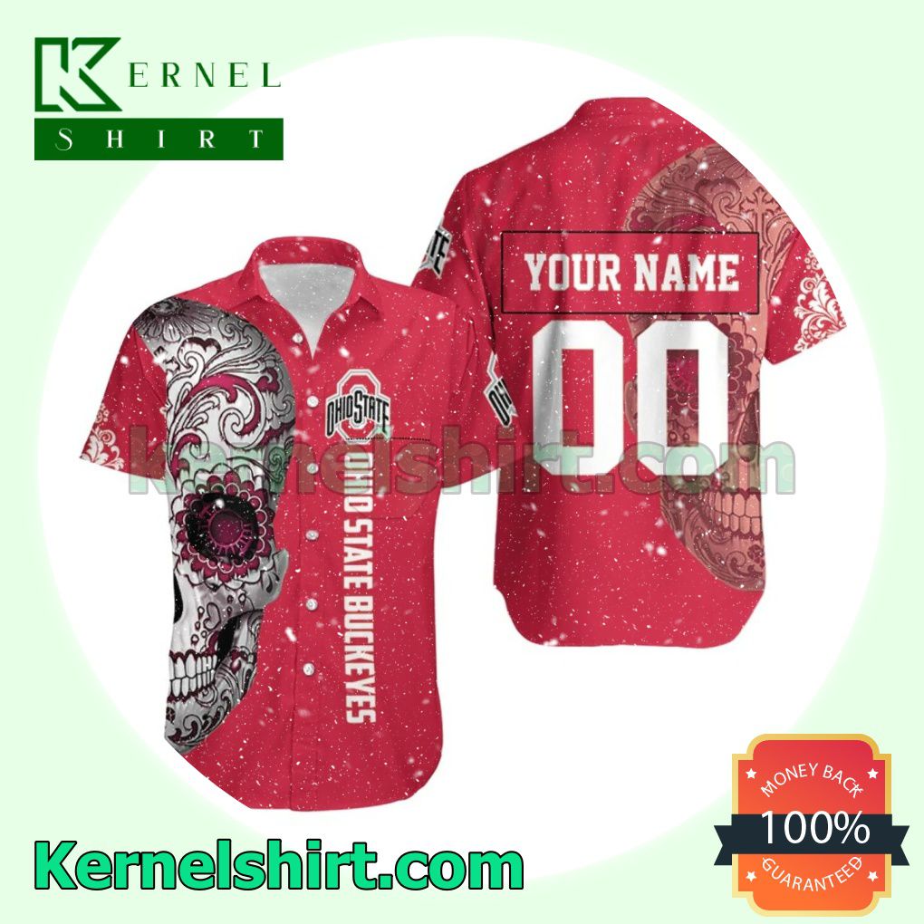 Personalized Ohio State Buckeyes Sugar Skull Beach Shirt