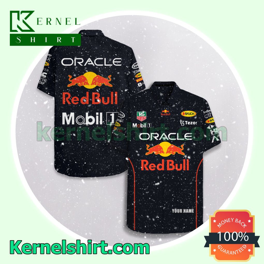 Personalized Oracle Red Bull F1 Racing Mobil 1 Tag Heuer Black Aloha Beach Hawaiian Shirt