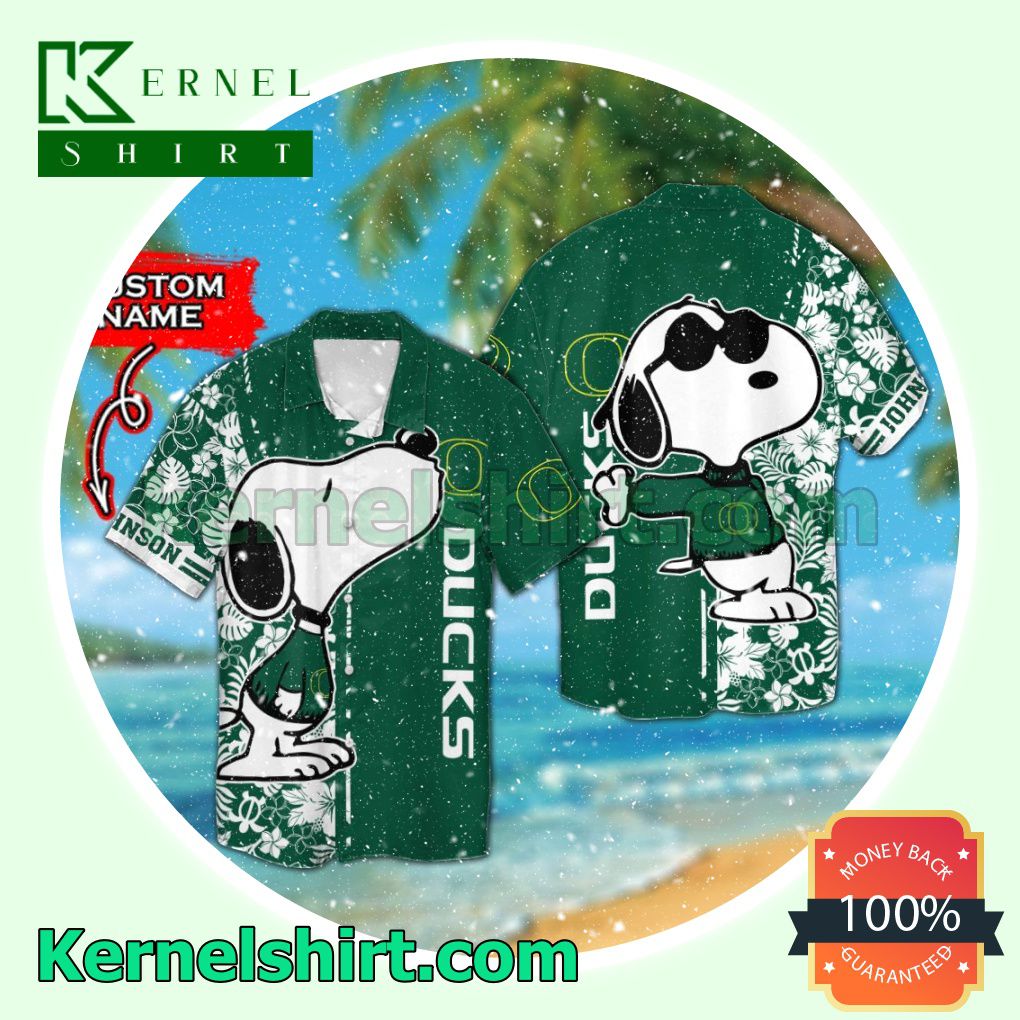 Personalized Oregon Ducks & Snoopy Summer Hawaiian Shirt