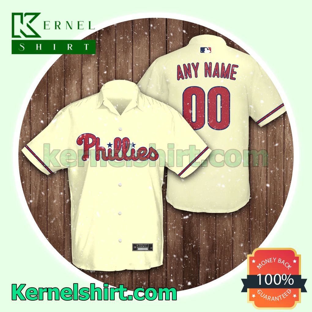 Personalized Philadelphia Phillies Baseball Gold Aloha Beach Hawaiian Shirt