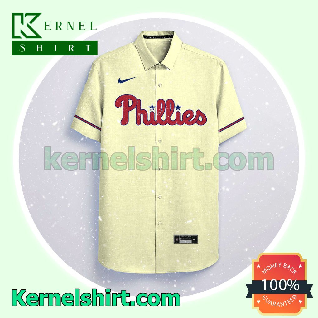 Personalized Philadelphia Phillies Beige Aloha Beach Hawaiian Shirt
