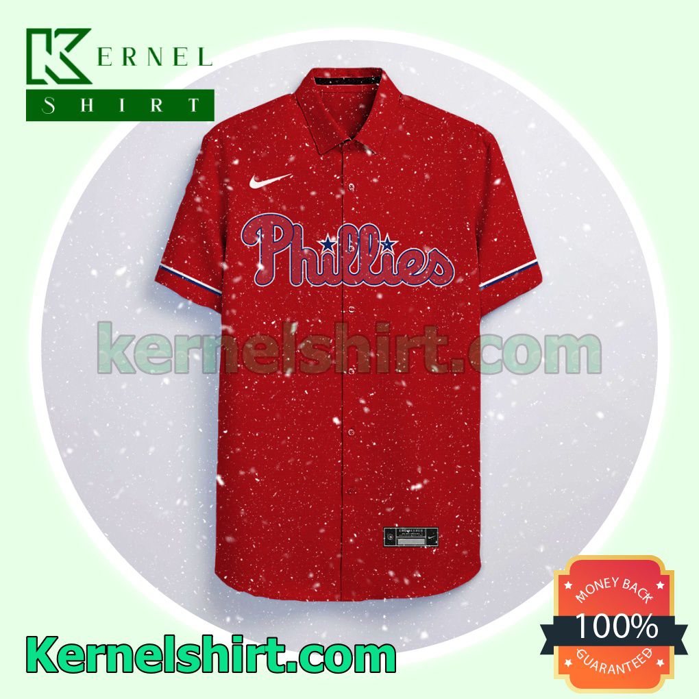 Personalized Philadelphia Phillies Red Aloha Beach Hawaiian Shirt