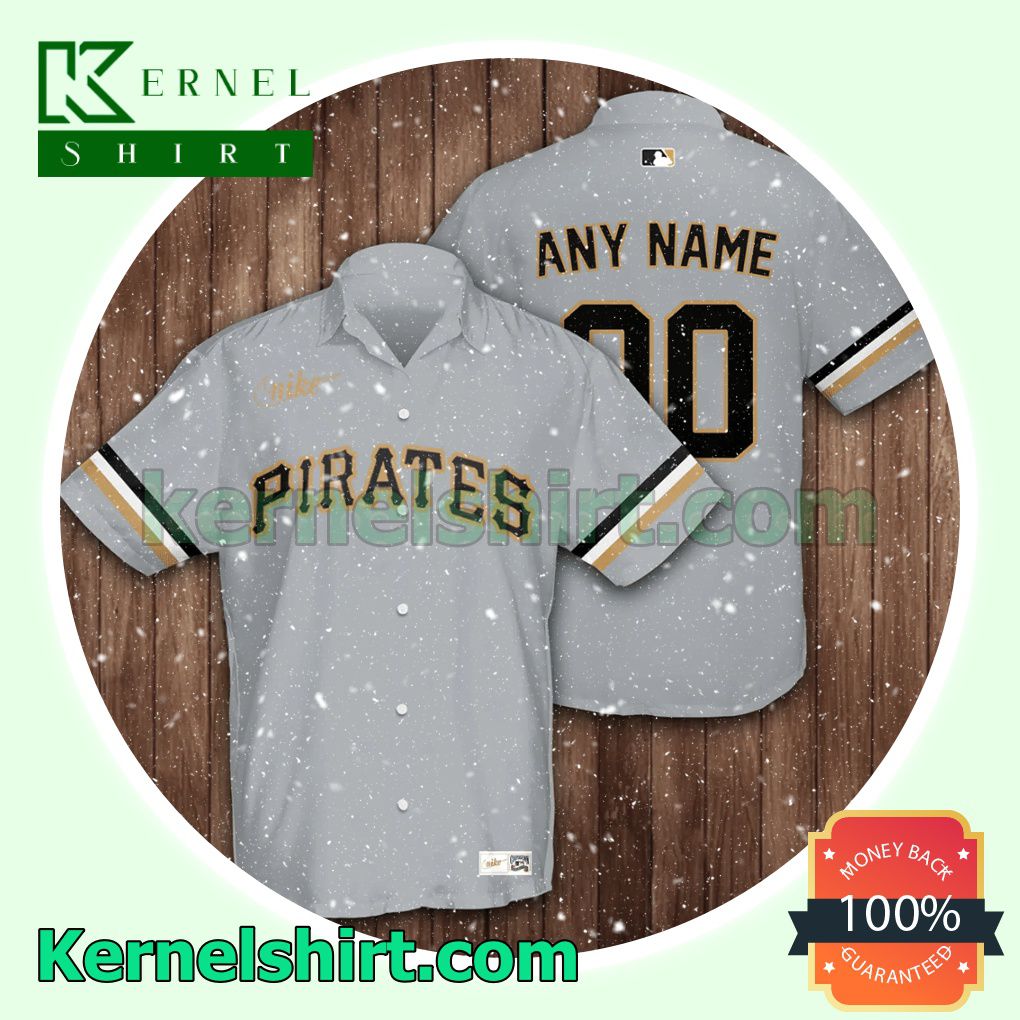 Personalized Pittsburgh Pirates Baseball Gray Aloha Beach Hawaiian Shirt