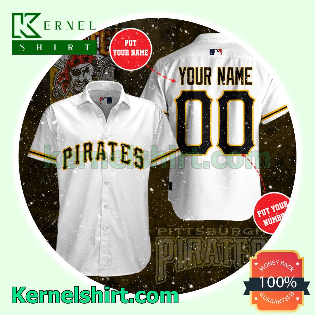 Personalized Pittsburgh Pirates White Aloha Beach Hawaiian Shirt