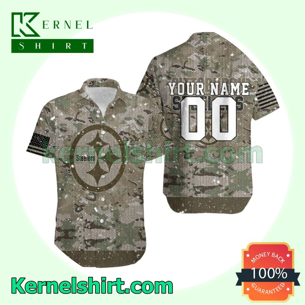 Personalized Pittsburgh Steelers Camouflage Pattern Beach Shirt