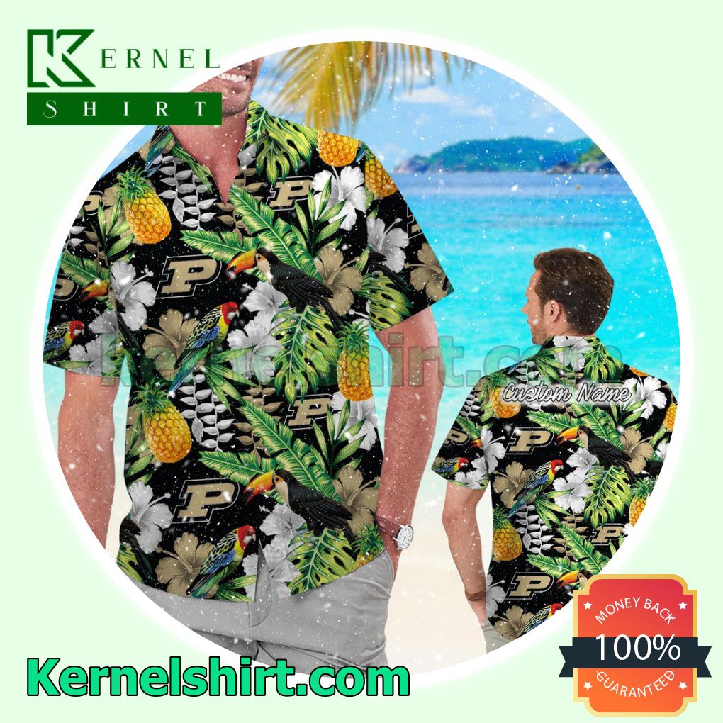 Personalized Purdue Boilermakers Parrot Floral Tropical Summer Hawaiian Shirt