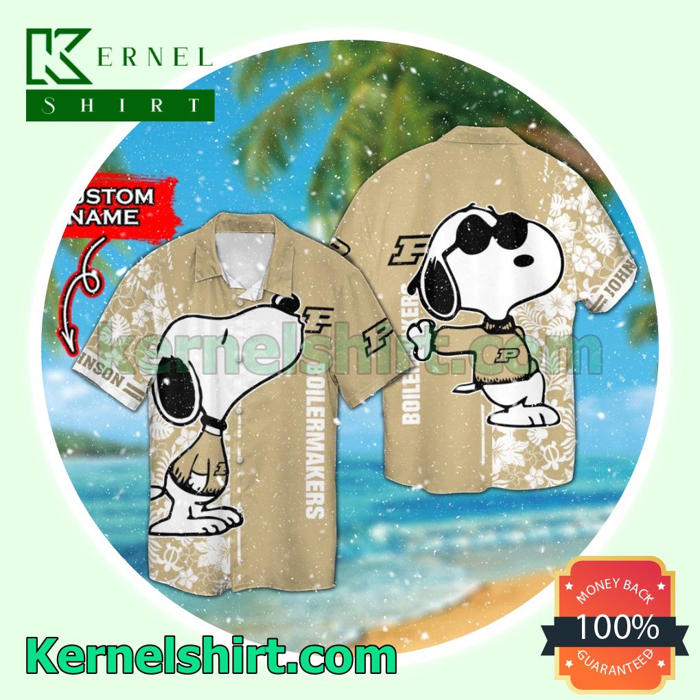 Personalized Purdue Boilermakers & Snoopy Summer Hawaiian Shirt
