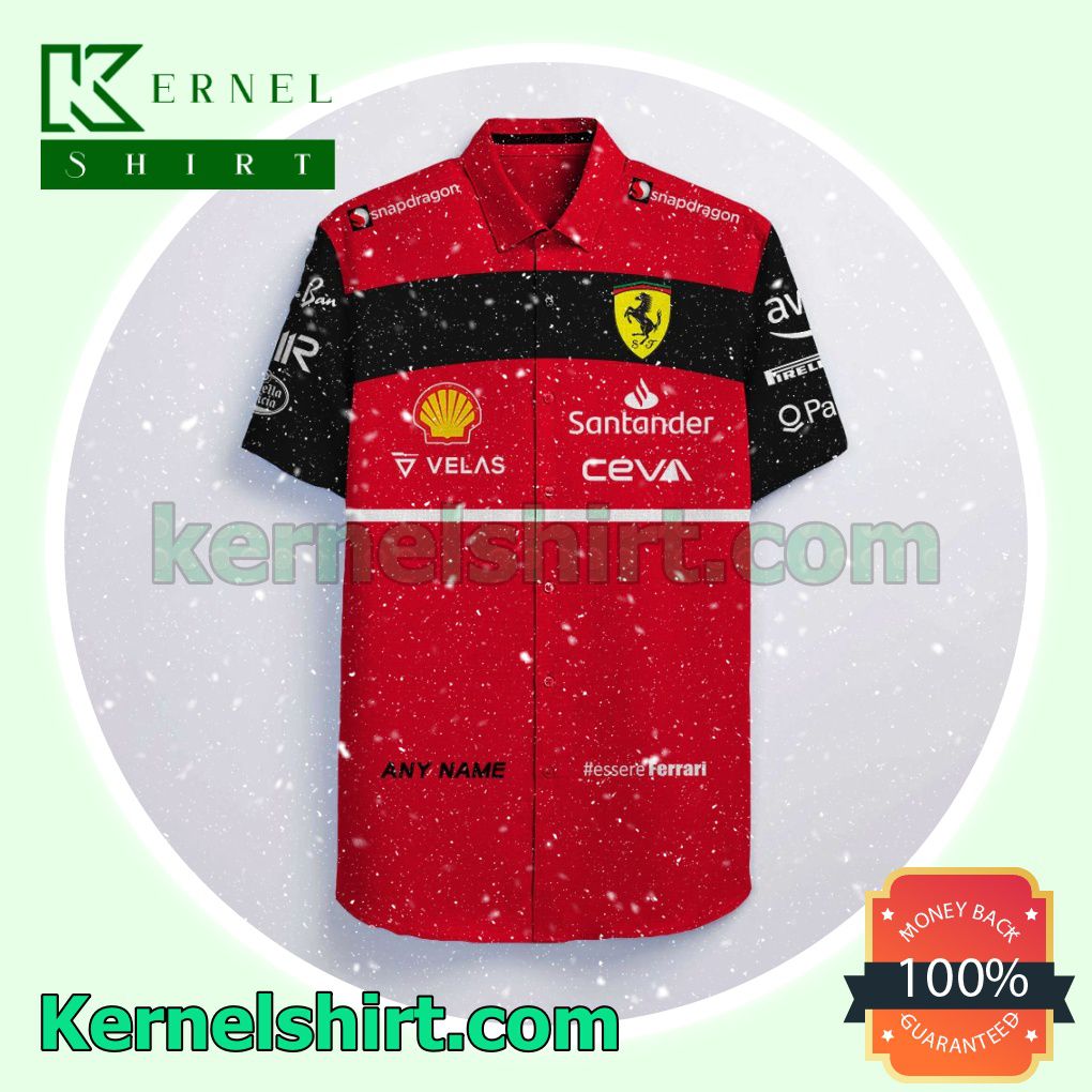 Personalized Scuderia Ferrari F1 Racing Santander Ceva Snapdragon Red Aloha Beach Hawaiian Shirt a