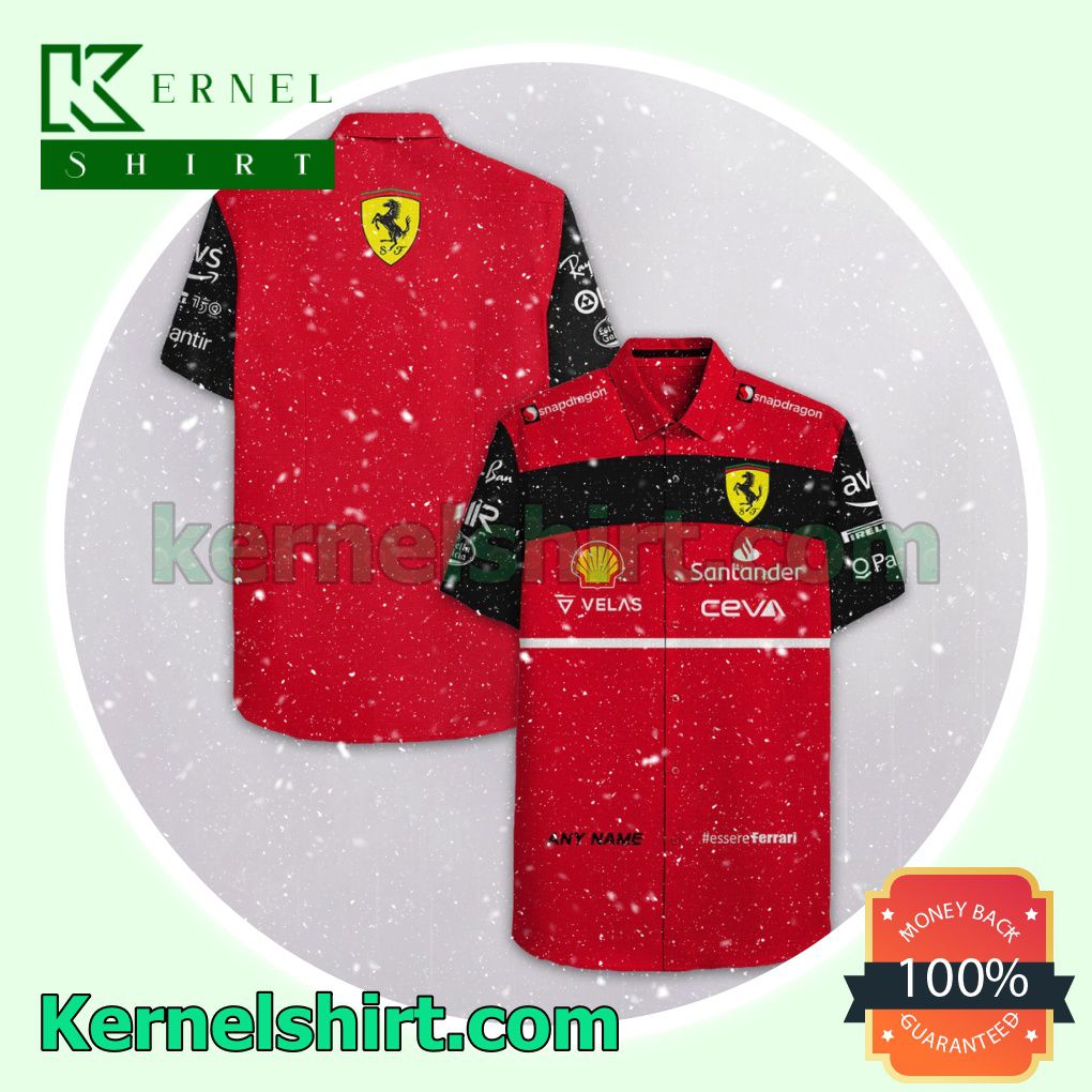 Personalized Scuderia Ferrari F1 Racing Santander Ceva Snapdragon Red Aloha Beach Hawaiian Shirt b