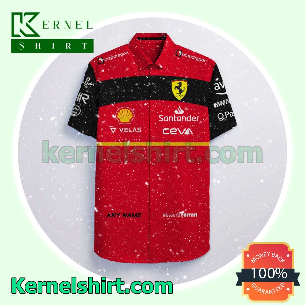 Personalized Scuderia Ferrari F1 Racing Velas Santander Ceva Red Aloha Beach Hawaiian Shirt a
