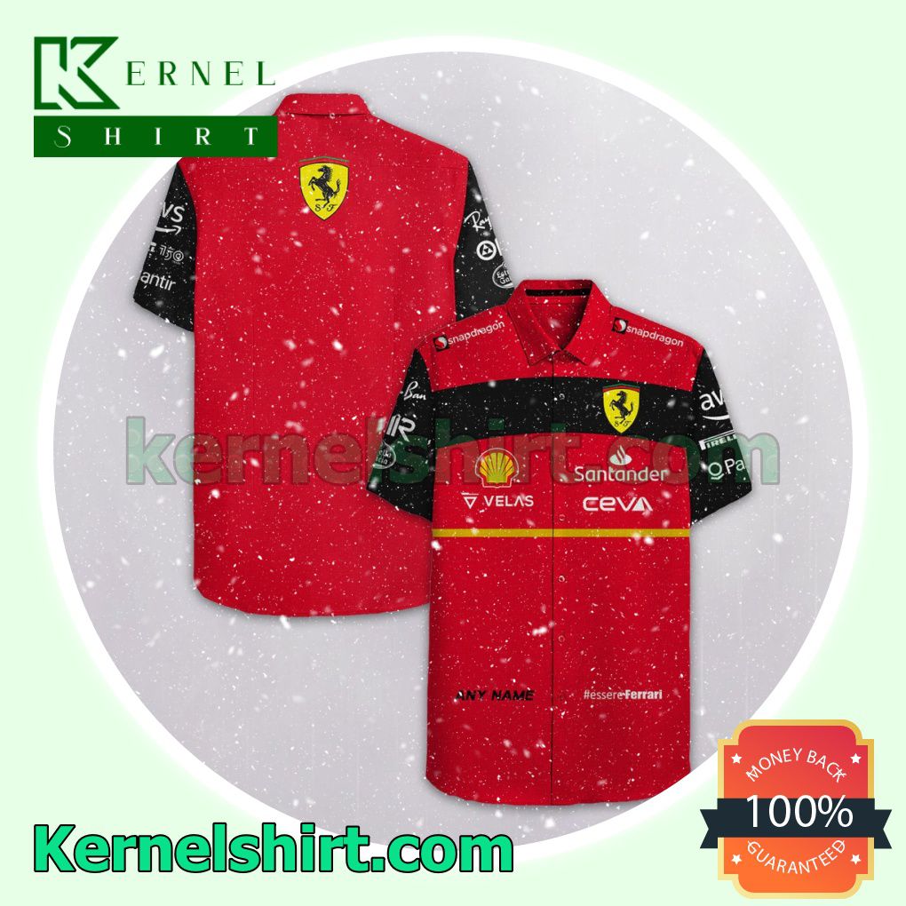 Personalized Scuderia Ferrari F1 Racing Velas Santander Ceva Red Aloha Beach Hawaiian Shirt b