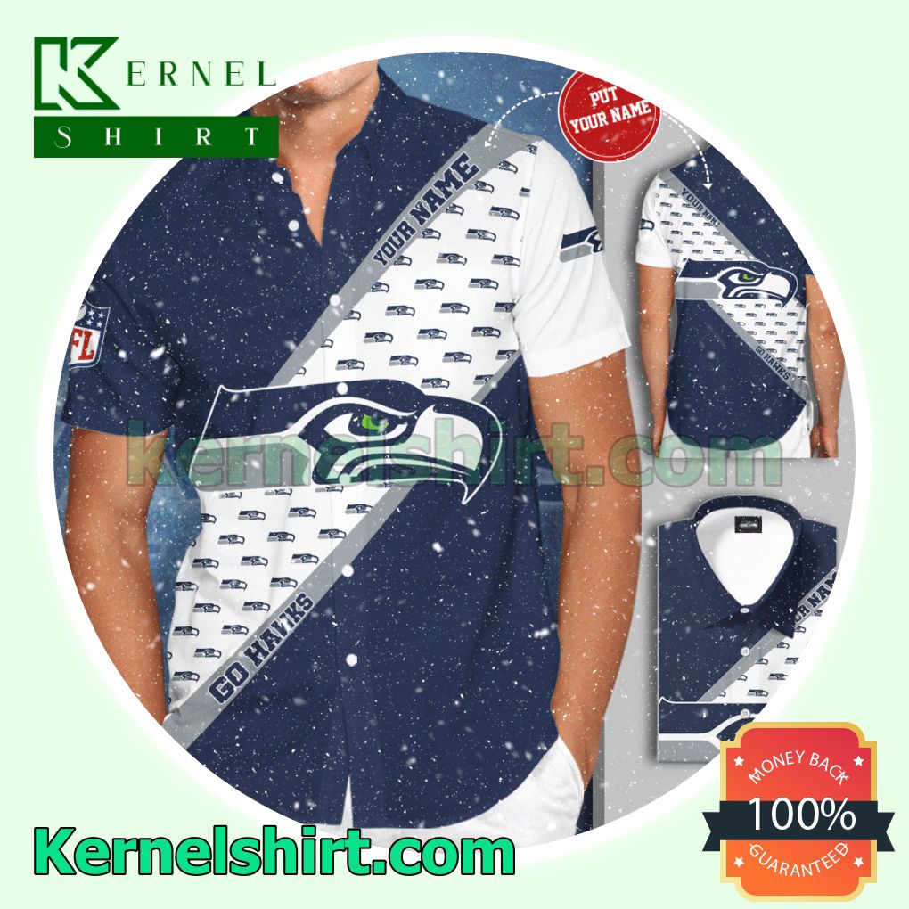Personalized Seattle Seahawks Go Hawks Cobalt White Aloha Beach Hawaiian Shirt