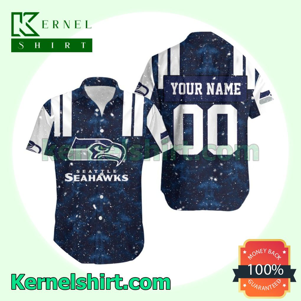 3D Personalized Seattle Seahawks Nfl For Seahawks Navy Galaxy Beach Shirt