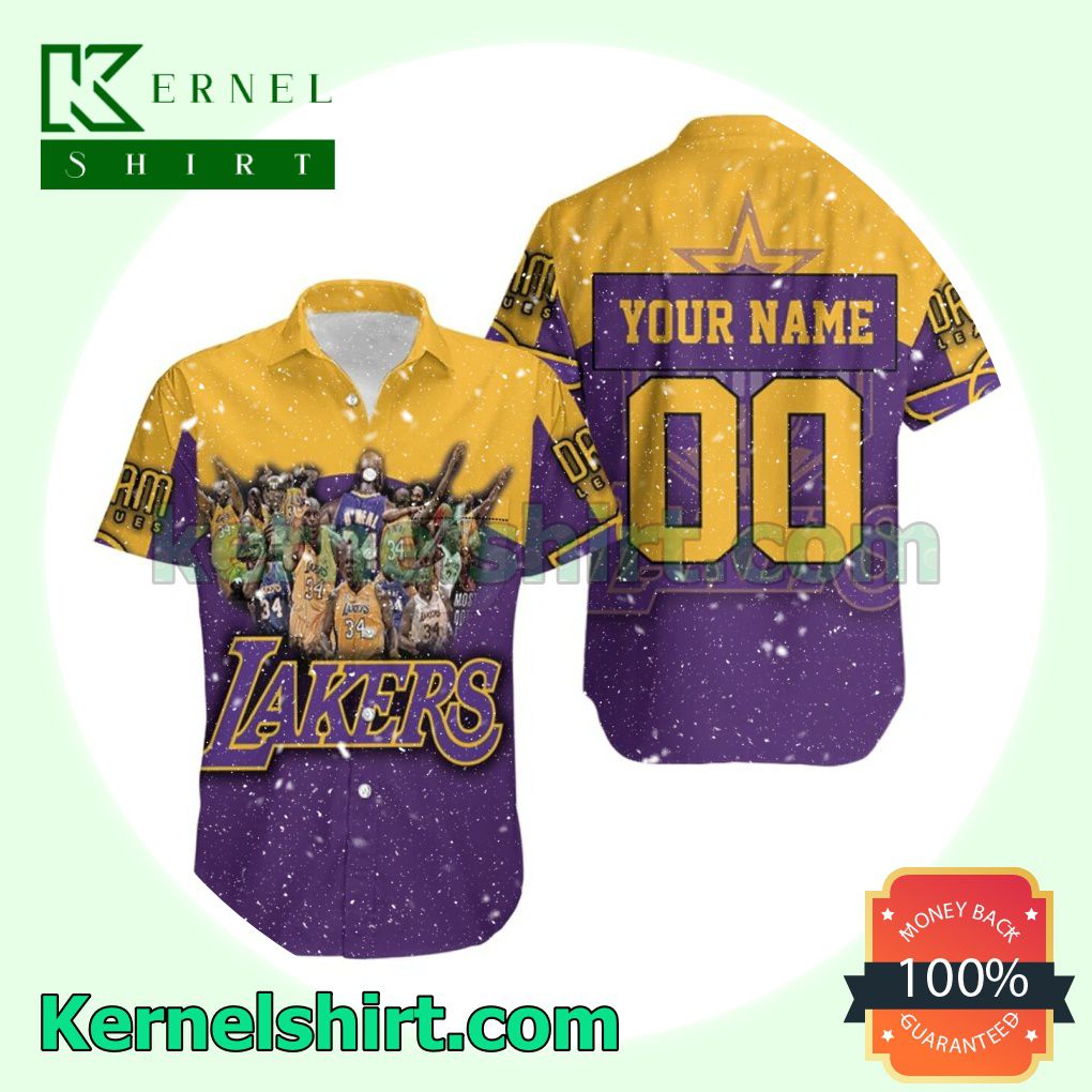 Personalized Shaquille O'neal 34 Los Angeles Lakers Nba Western Conference Beach Shirt