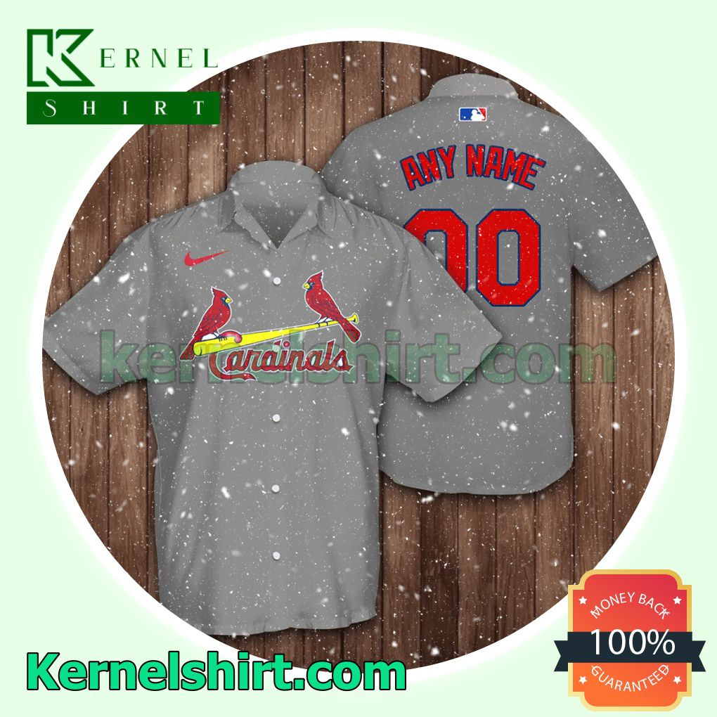 Personalized St. Louis Cardinals Baseball Grey Aloha Beach Hawaiian Shirt