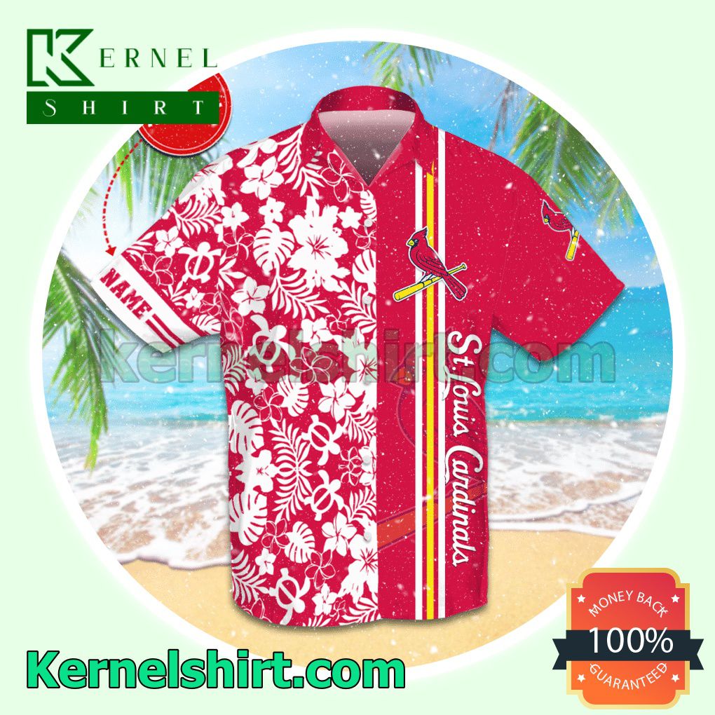 Personalized St. Louis Cardinals Flowery Red Aloha Beach Hawaiian Shirt