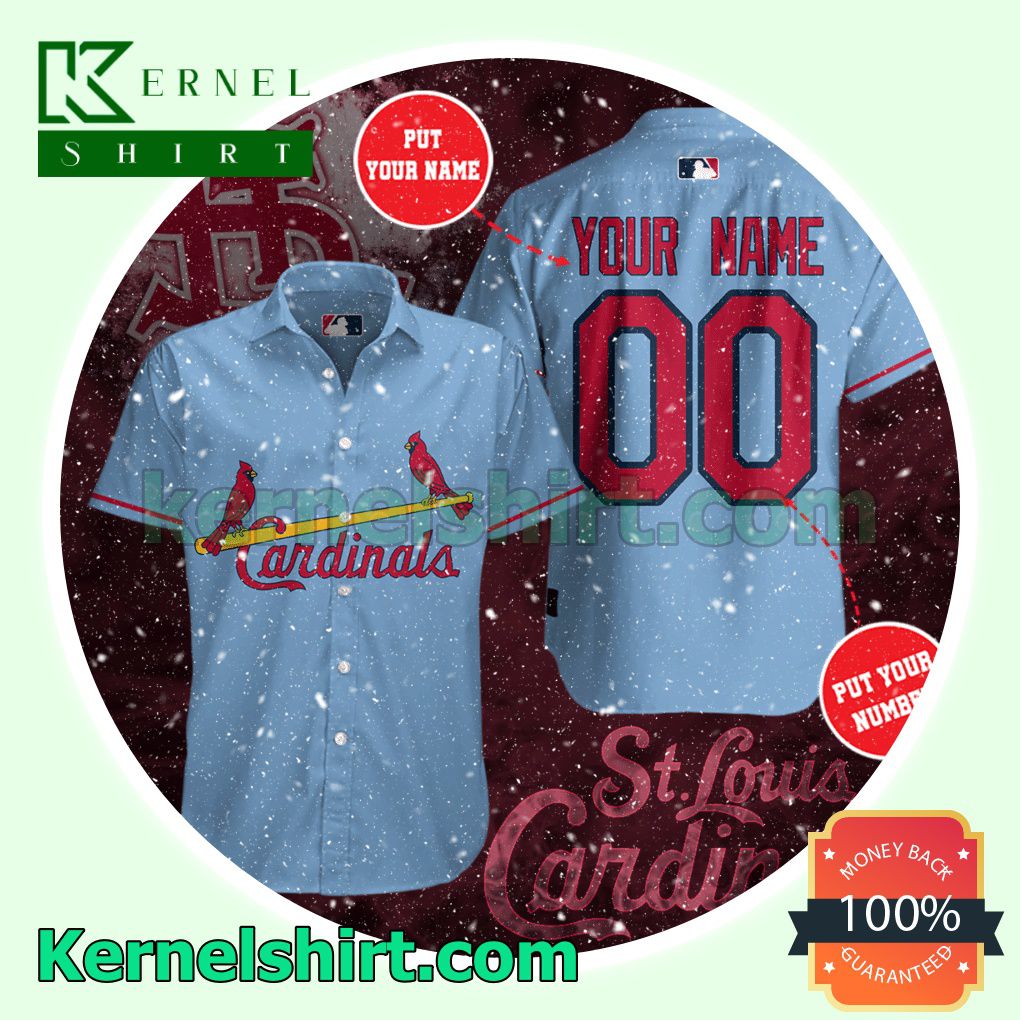 Personalized St. Louis Cardinals Light Blue Aloha Beach Hawaiian Shirt