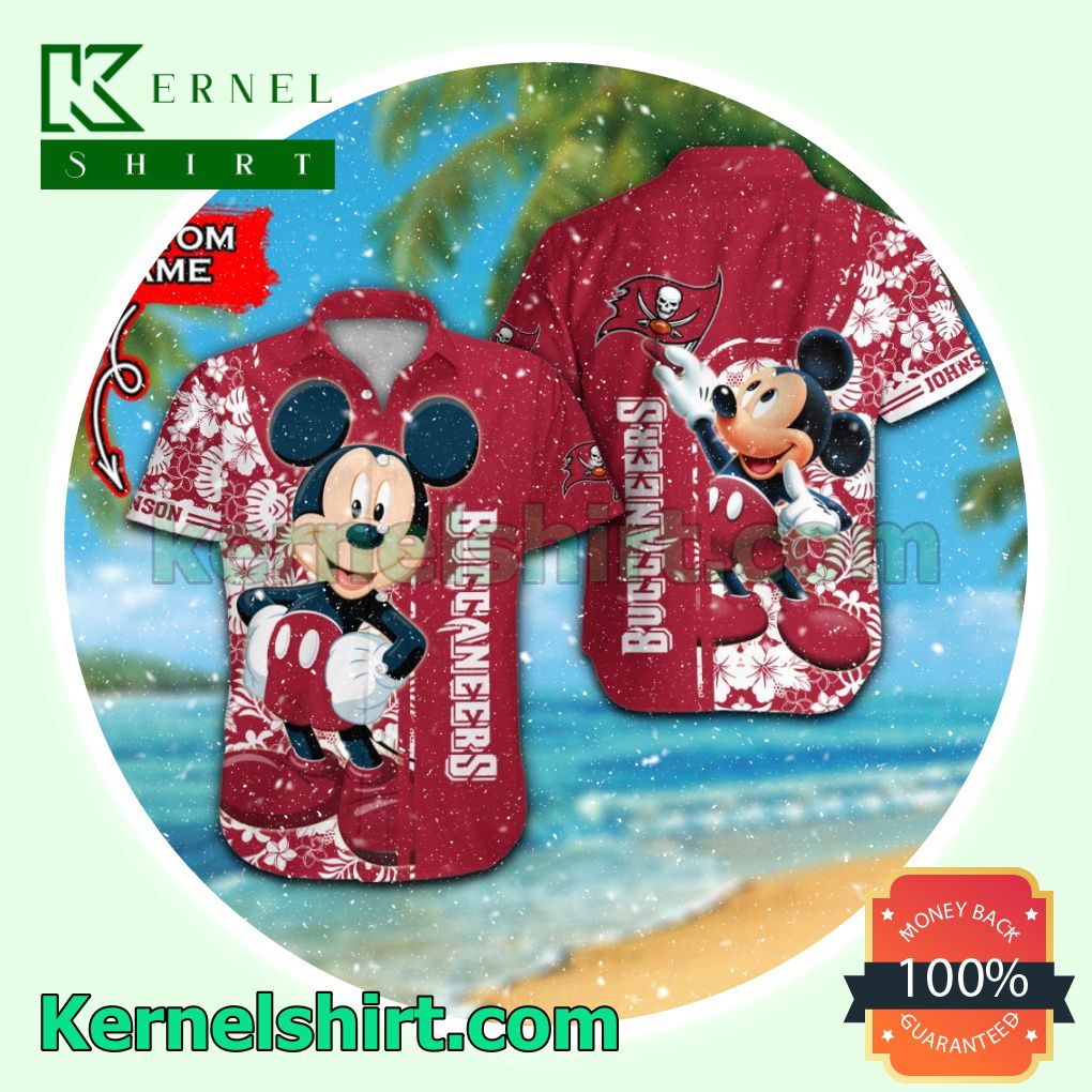 Personalized Tampa Bay Buccaneers & Mickey Mouse Summer Hawaiian Shirt