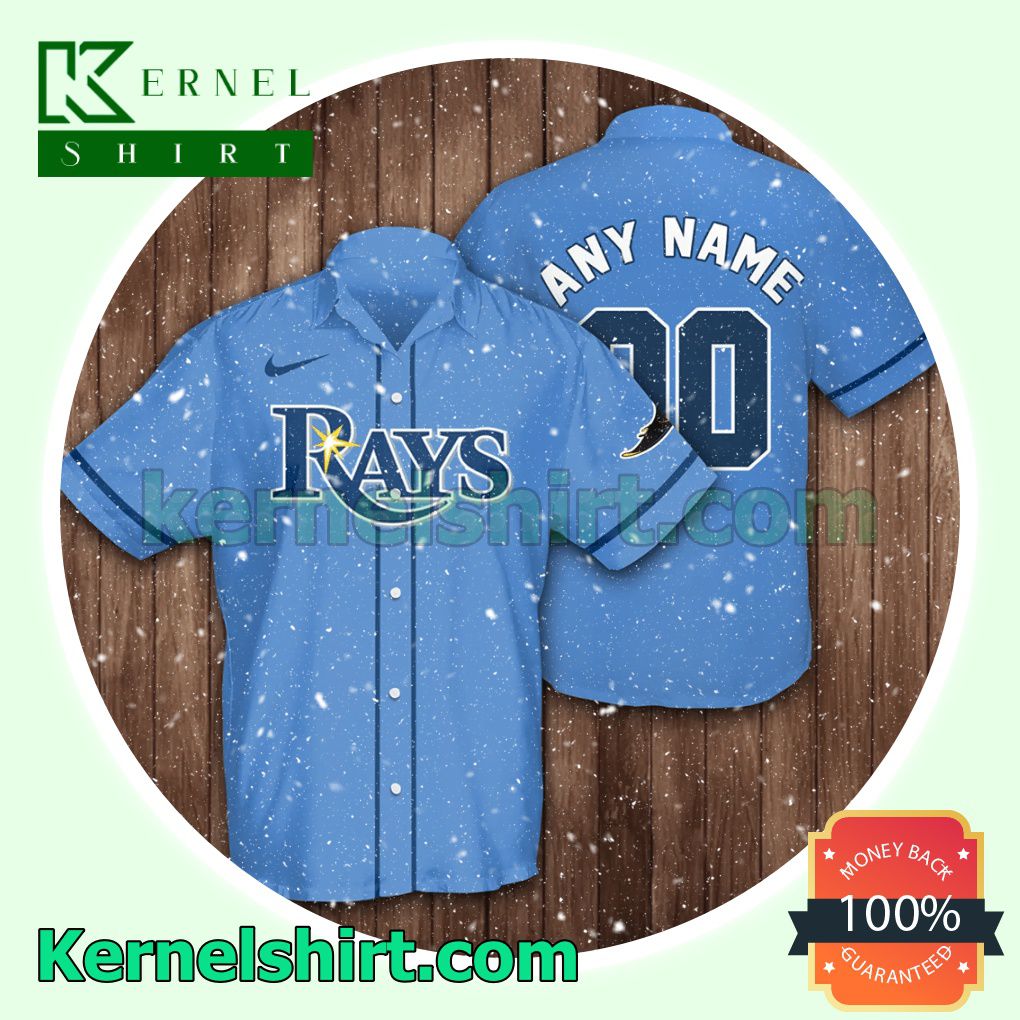 Personalized Tampa Bay Rays Baseball Blue Aloha Beach Hawaiian Shirt