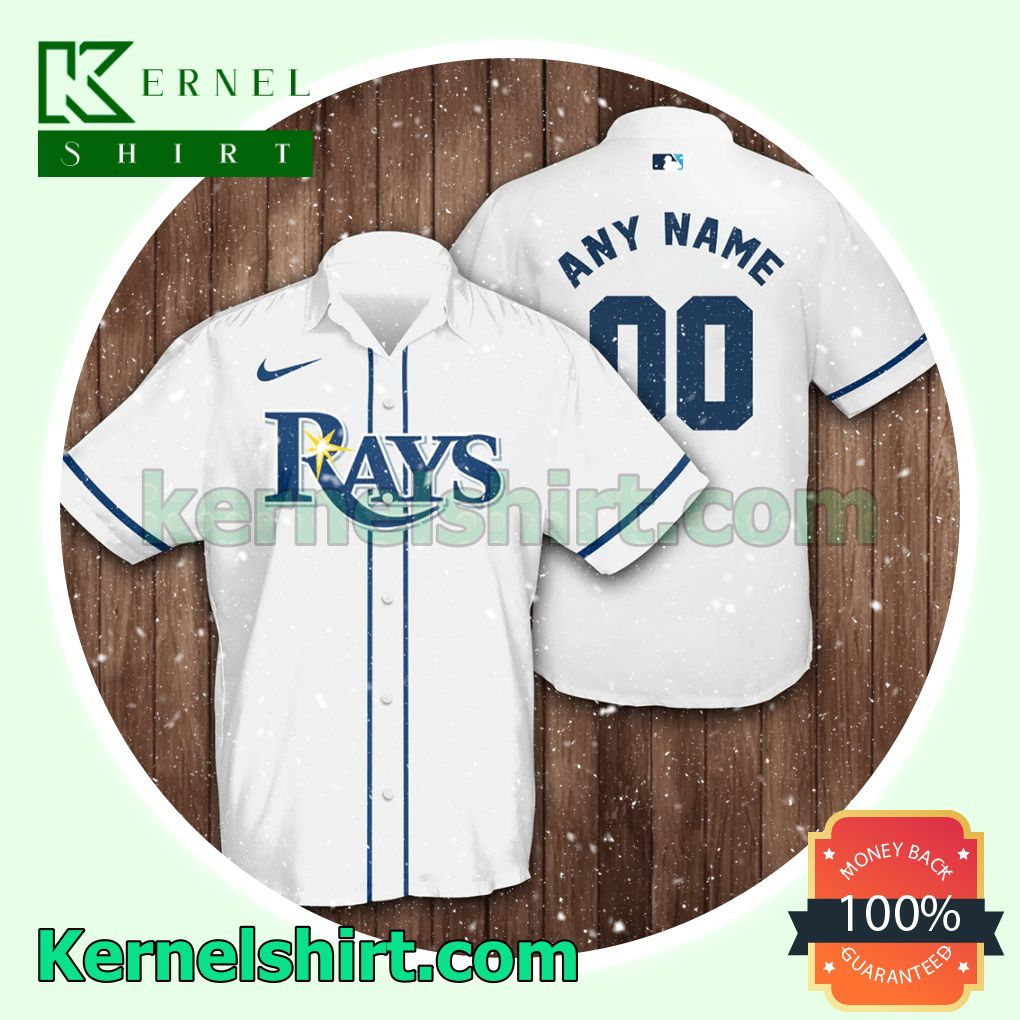 Personalized Tampa Bay Rays Baseball White Aloha Beach Hawaiian Shirt