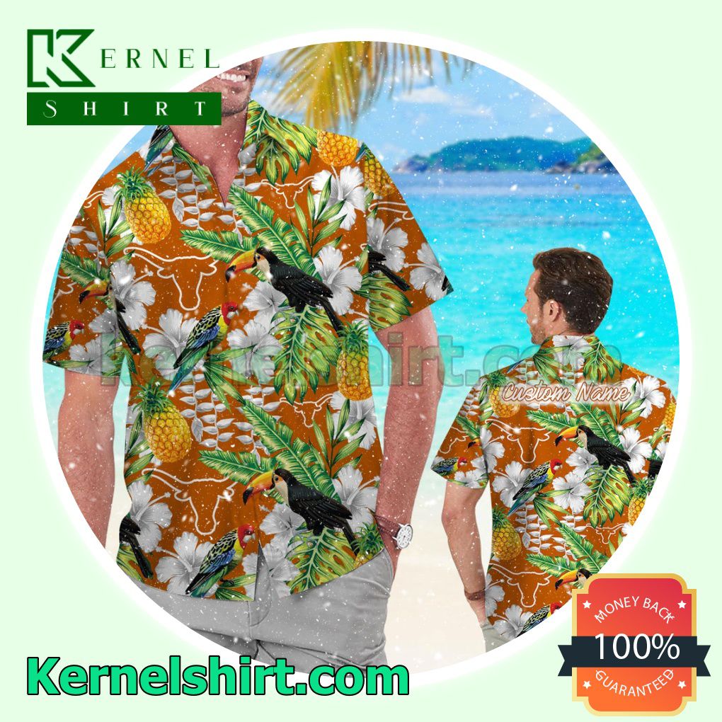 Personalized Texas Longhorns Parrot Floral Tropical Summer Hawaiian Shirt
