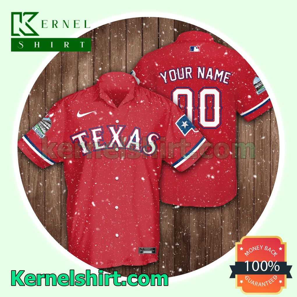 Personalized Texas Rangers Baseball Red Aloha Beach Hawaiian Shirt