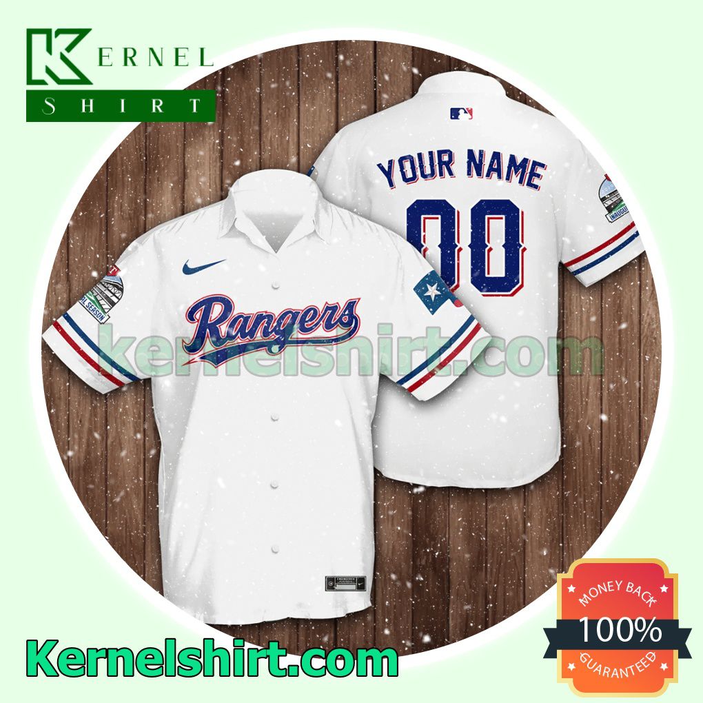 Personalized Texas Rangers Baseball White Aloha Beach Hawaiian Shirt