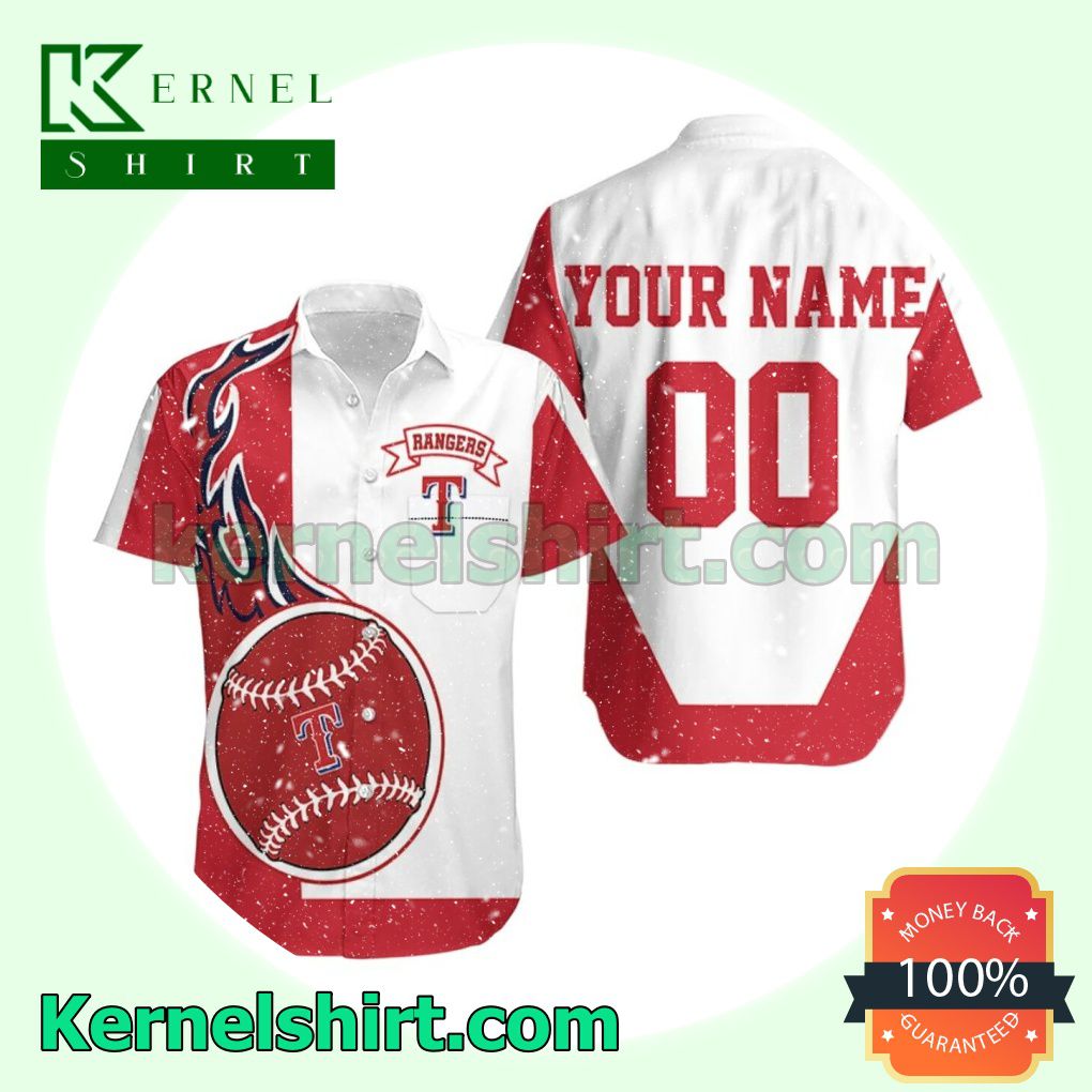 Rating Personalized Texas Rangers Red And White Beach Shirt