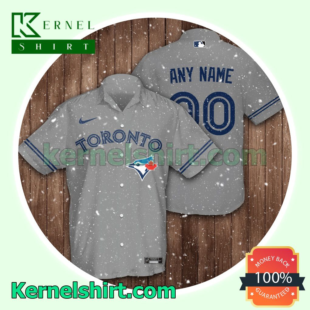 Personalized Toronto Blue Jays Baseball Grey Aloha Beach Hawaiian Shirt
