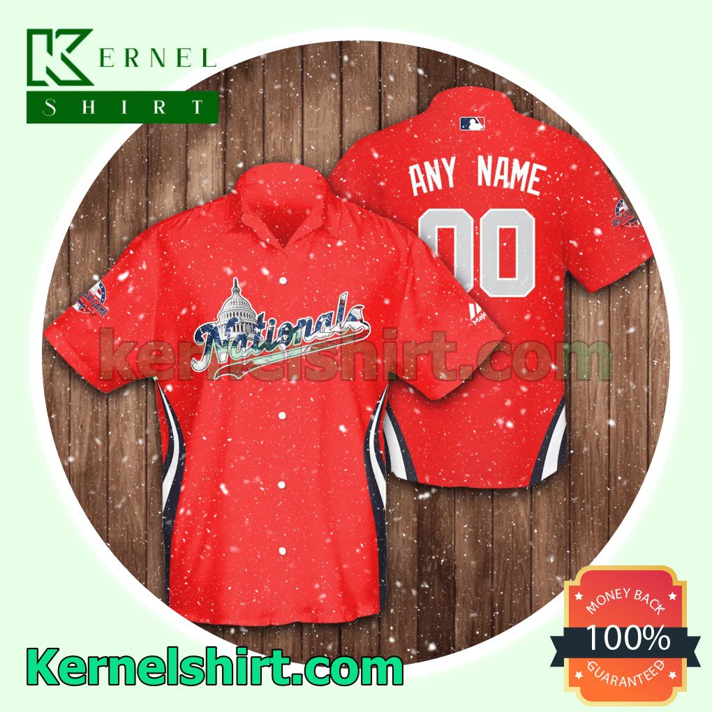 Personalized Washington Nationals Baseball Red Aloha Beach Hawaiian Shirt