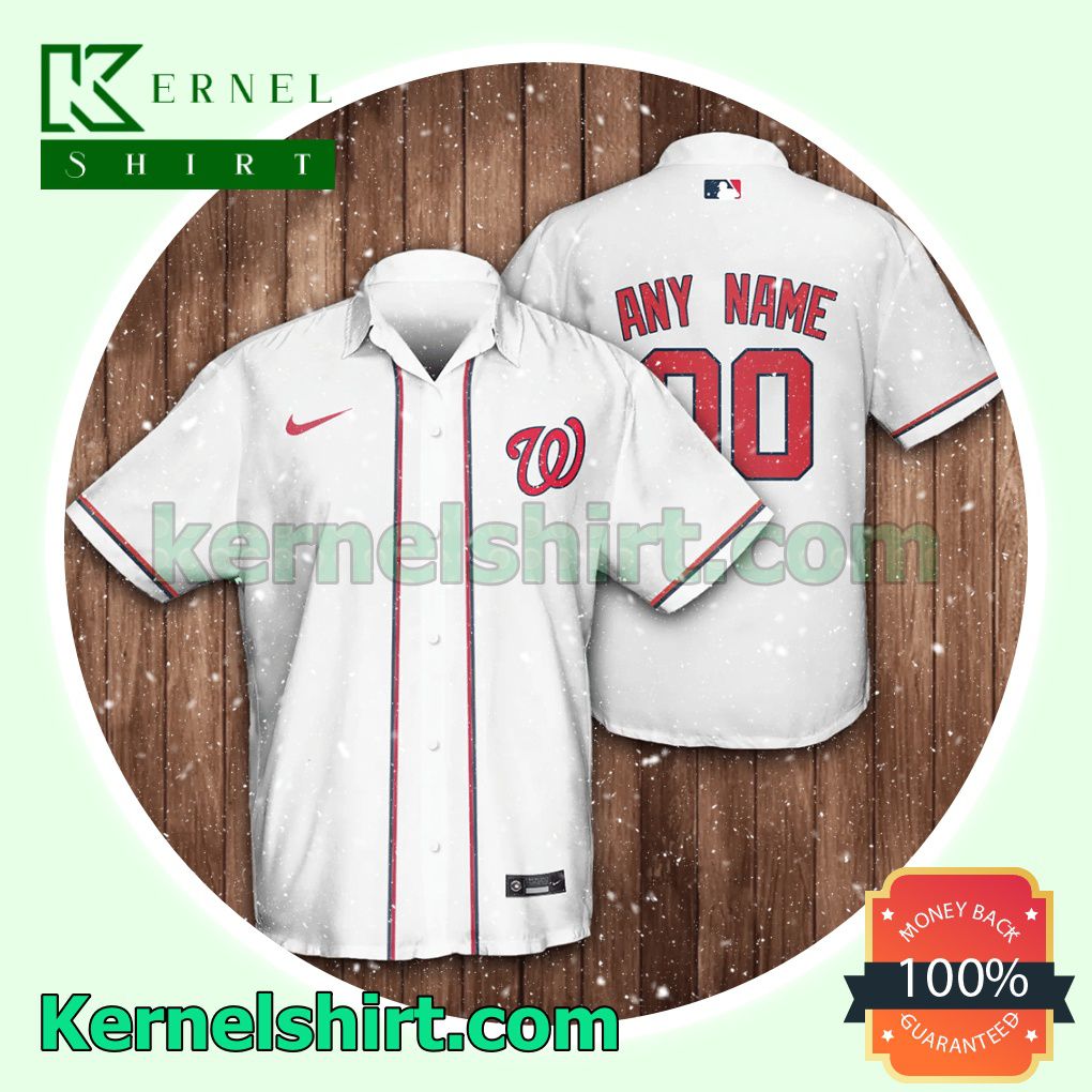 Personalized Washington Nationals Baseball White Aloha Beach Hawaiian Shirt