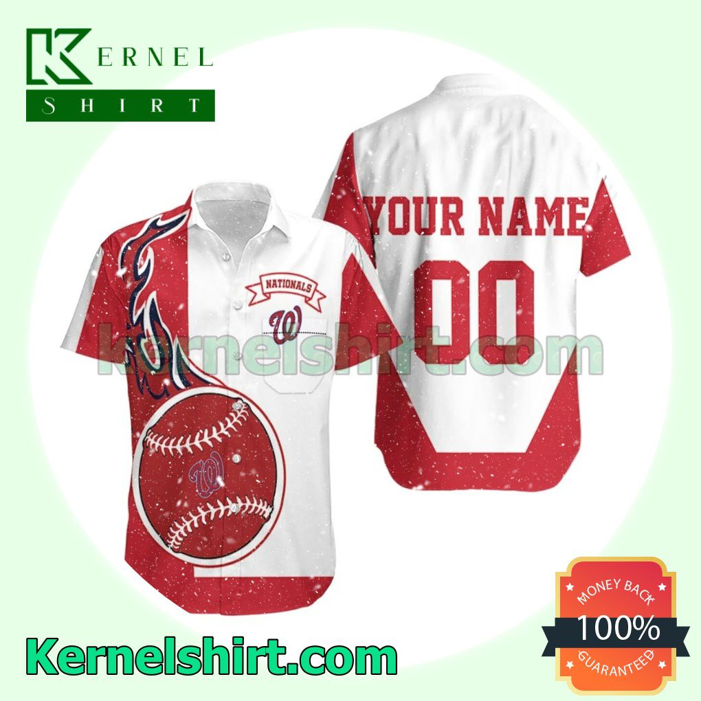 Personalized Washington Nationals Red And White Beach Shirt