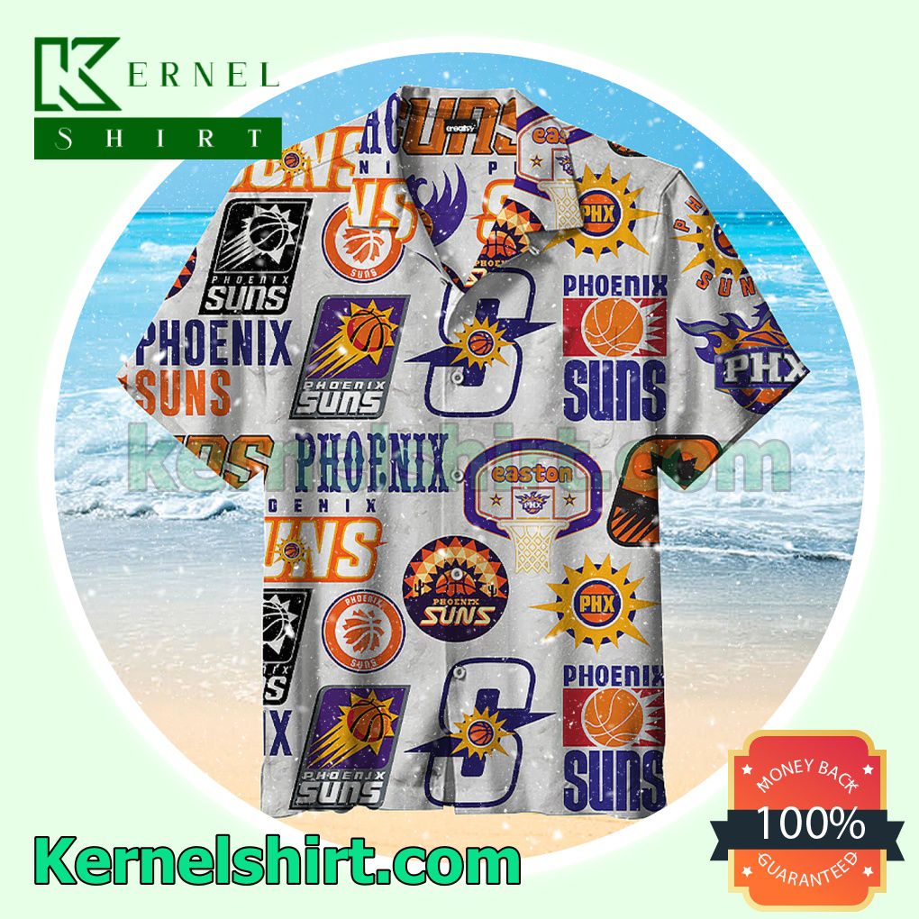 Phoenix Suns Logo Collection White Grey Beach Shirt