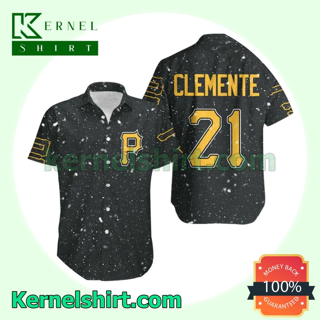 Pittsburgh Pirates Roberto Clemente 21 Mlb Black Jersey Inspired Beach Shirt