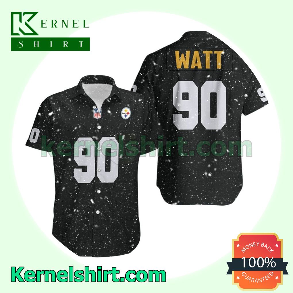 Pittsburgh Steelers Watt 90 Black Jersey Inspired Style Beach Shirt